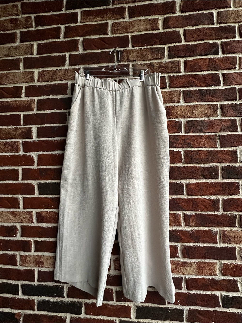 Hilary Radley Light Beige Elastic Waist Pants